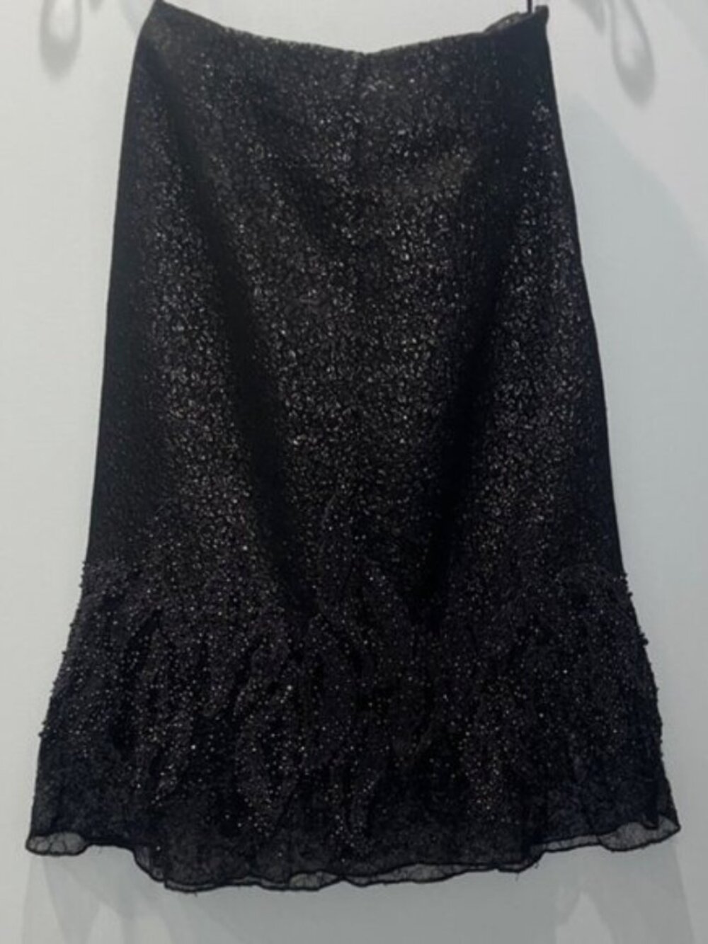 NWT Carmen Marc Valvo Colllection Glittering Black Midi Skirt